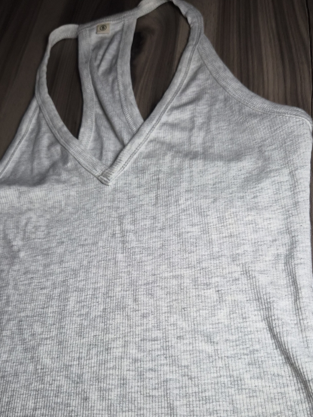 Light Gray Ribbed Racerback V-Neck Tank Top - Women - Picture 3 of 5